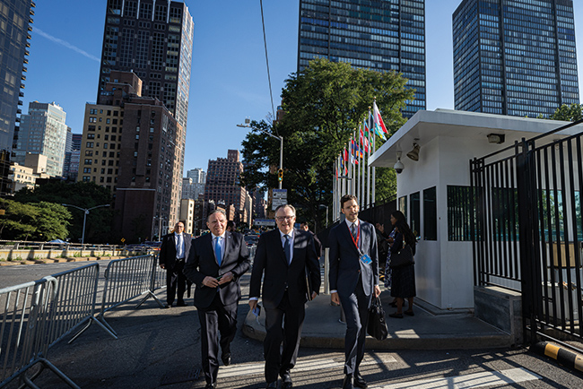 François Legault arrivant au siège de l'ONU, septembre 2023
