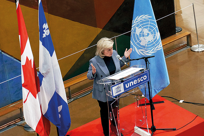 Martine Biron à l'UNESCO, février 2023